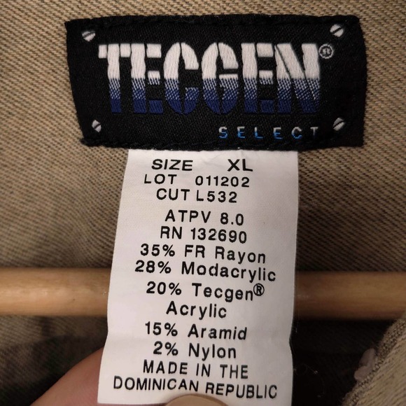 PGE Flame Resistant Work Uniform Shirt Collared Long Sleeve FRMC Khaki Men's XL - Picture 5 of 6